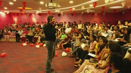 Motivational speaker in Hyderabad delivering an inspiring session at Google India HQ to corporate audience